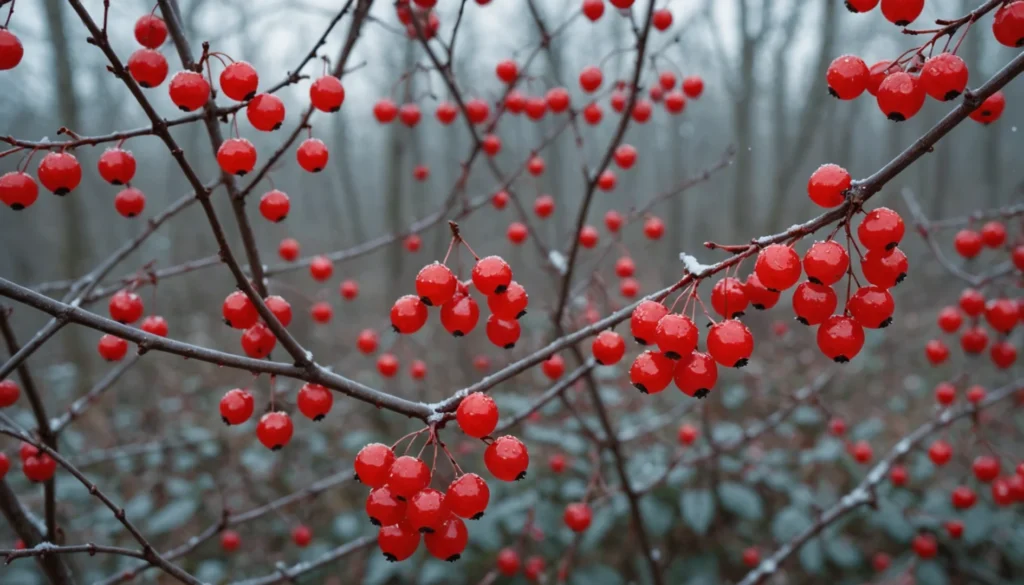 arbuste à baies rouges en hiver